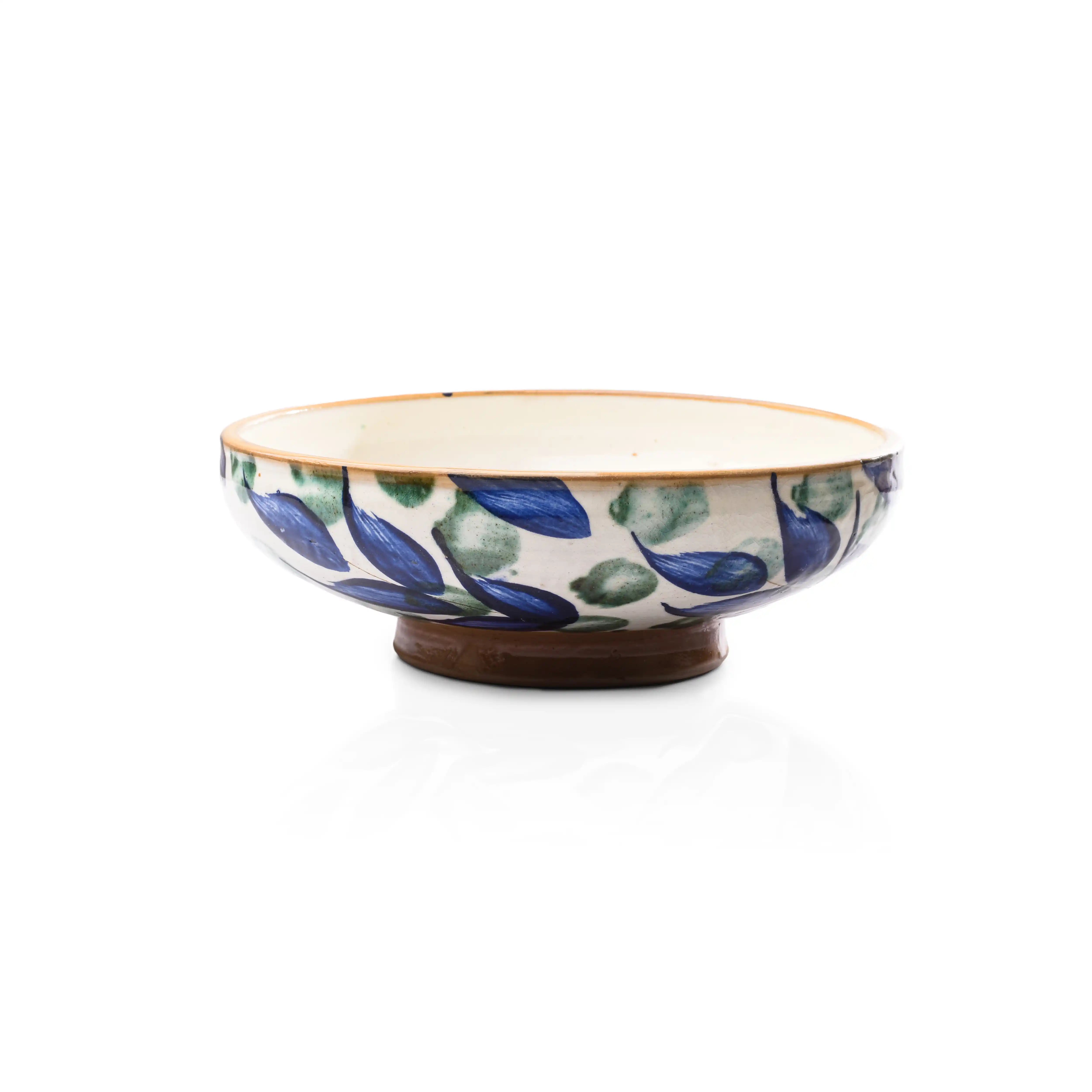 Large Green Leaves Wide Bowl