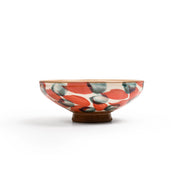 Wide Bowl pottery  Green Leaves Our Reddish 