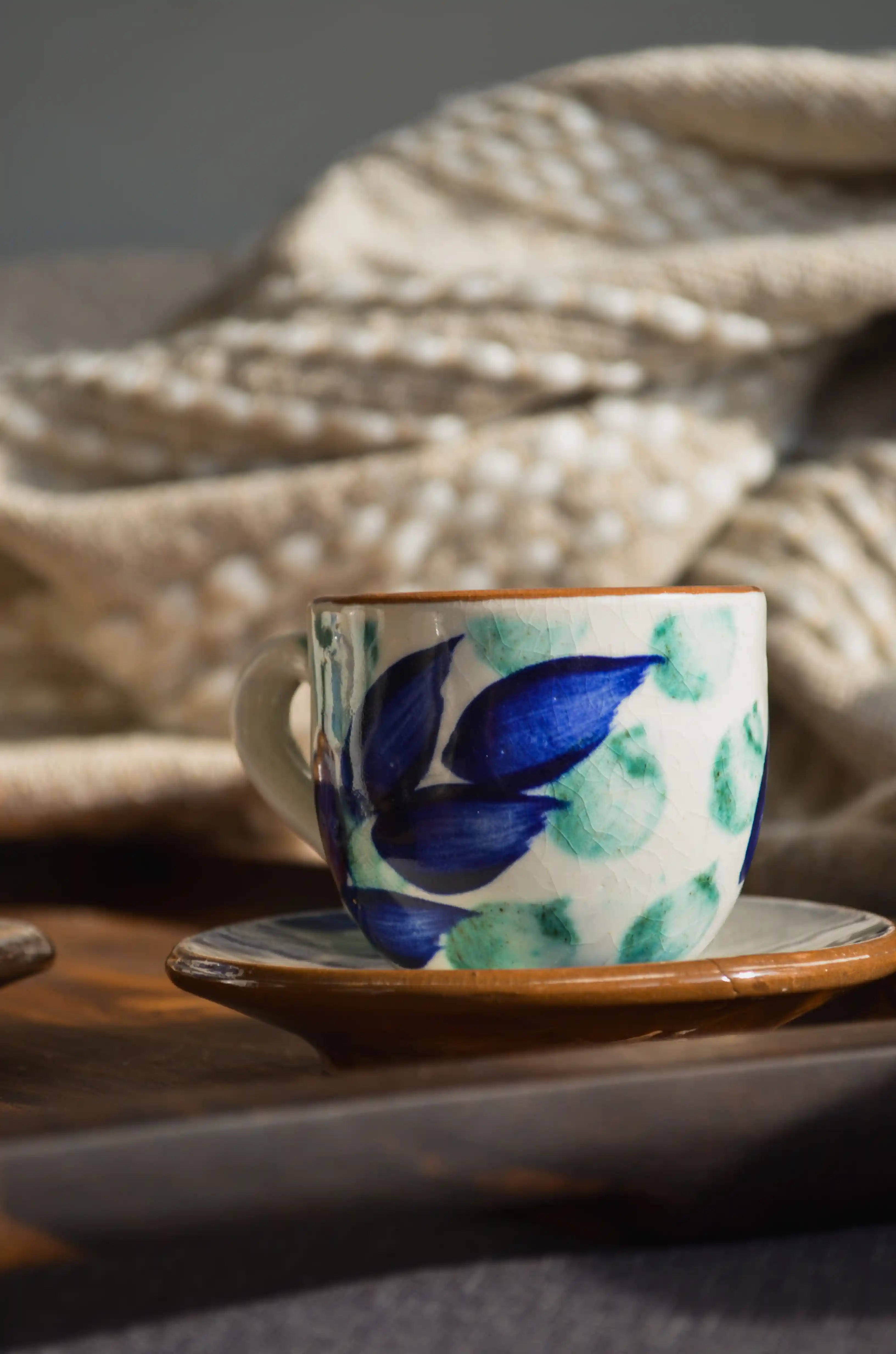 Green Leaves Tree Coffee Cup with Saucer