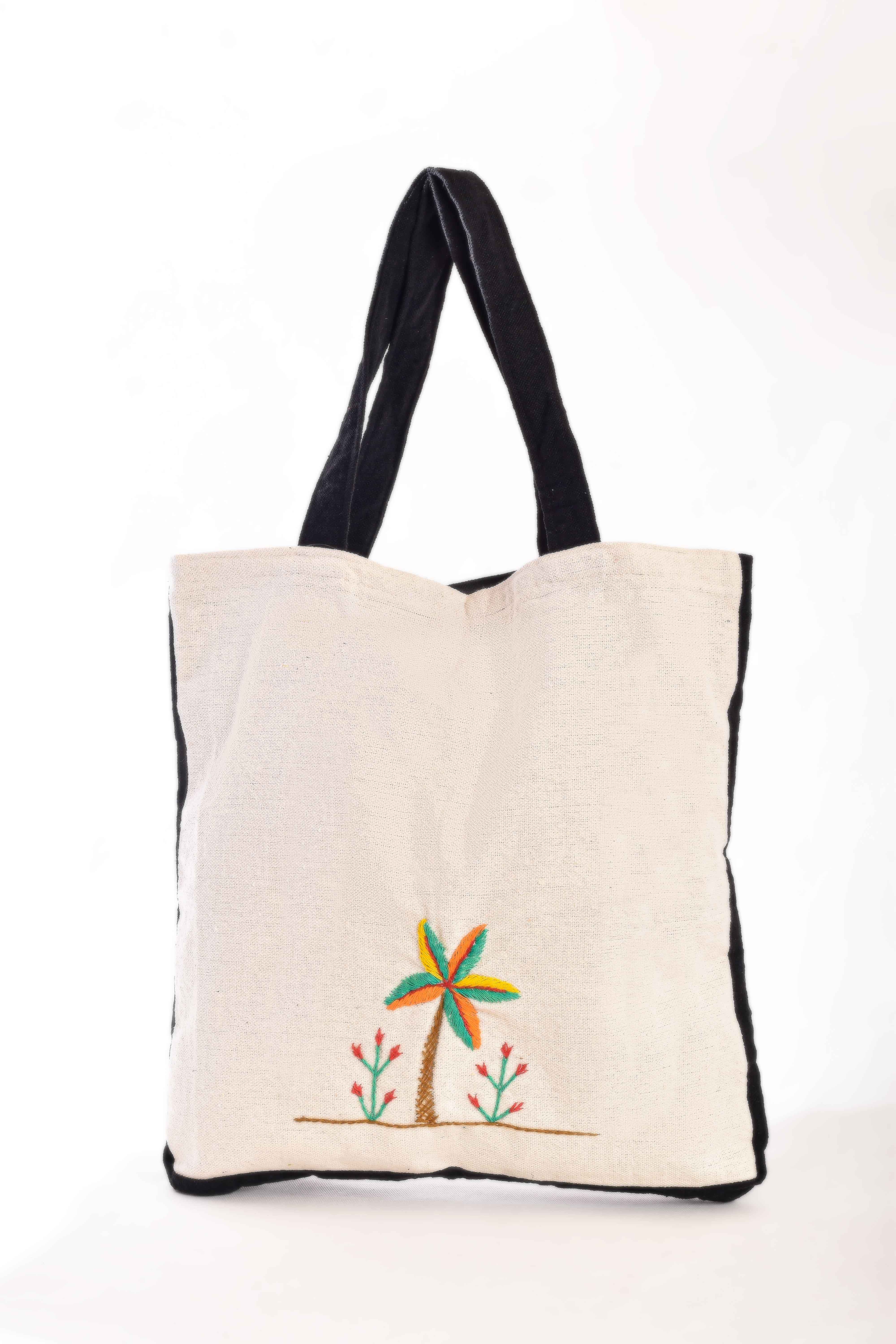 Palm Tree Embroidered Tote Bag