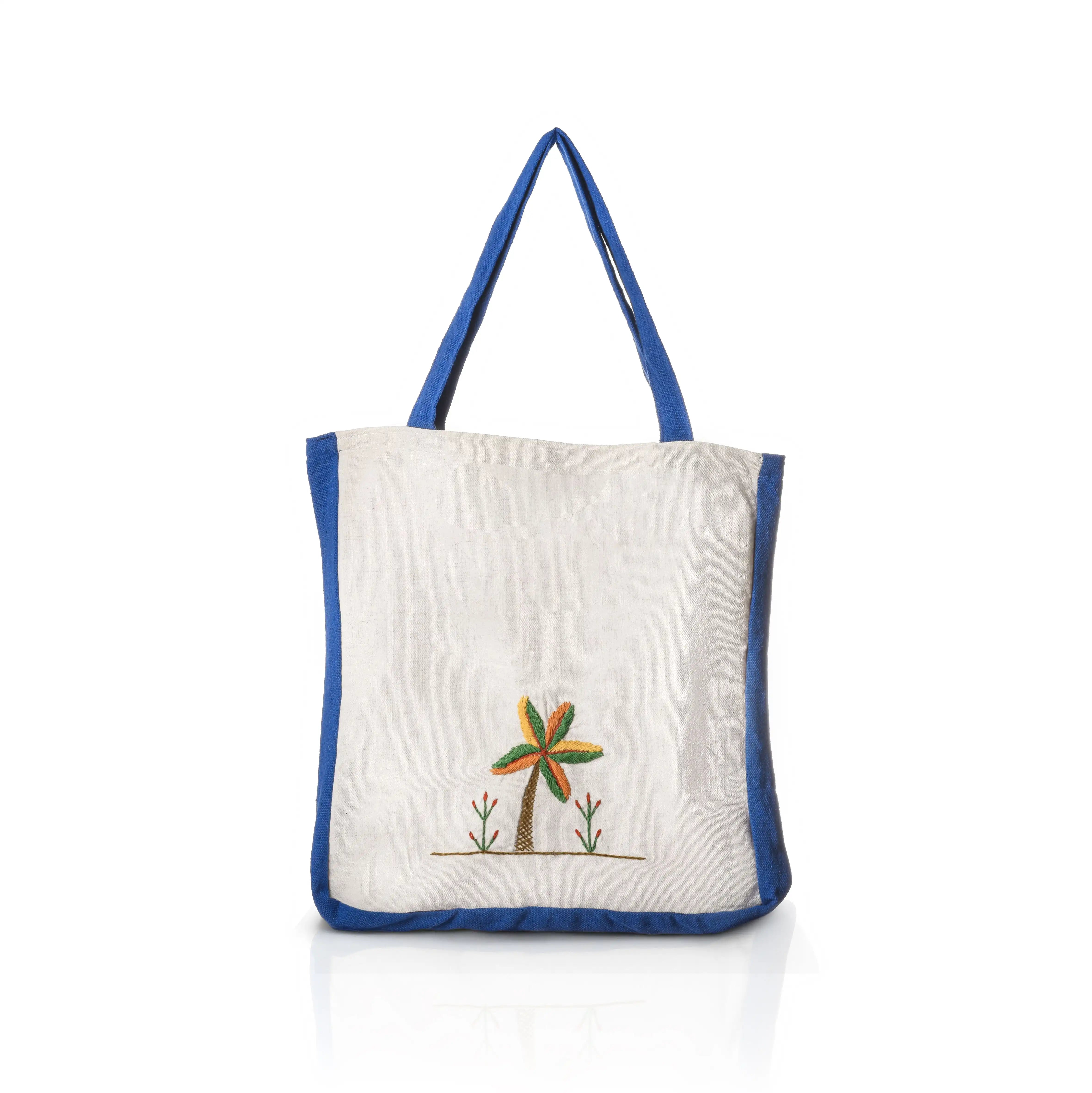 Palm Tree Embroidered Tote Bag