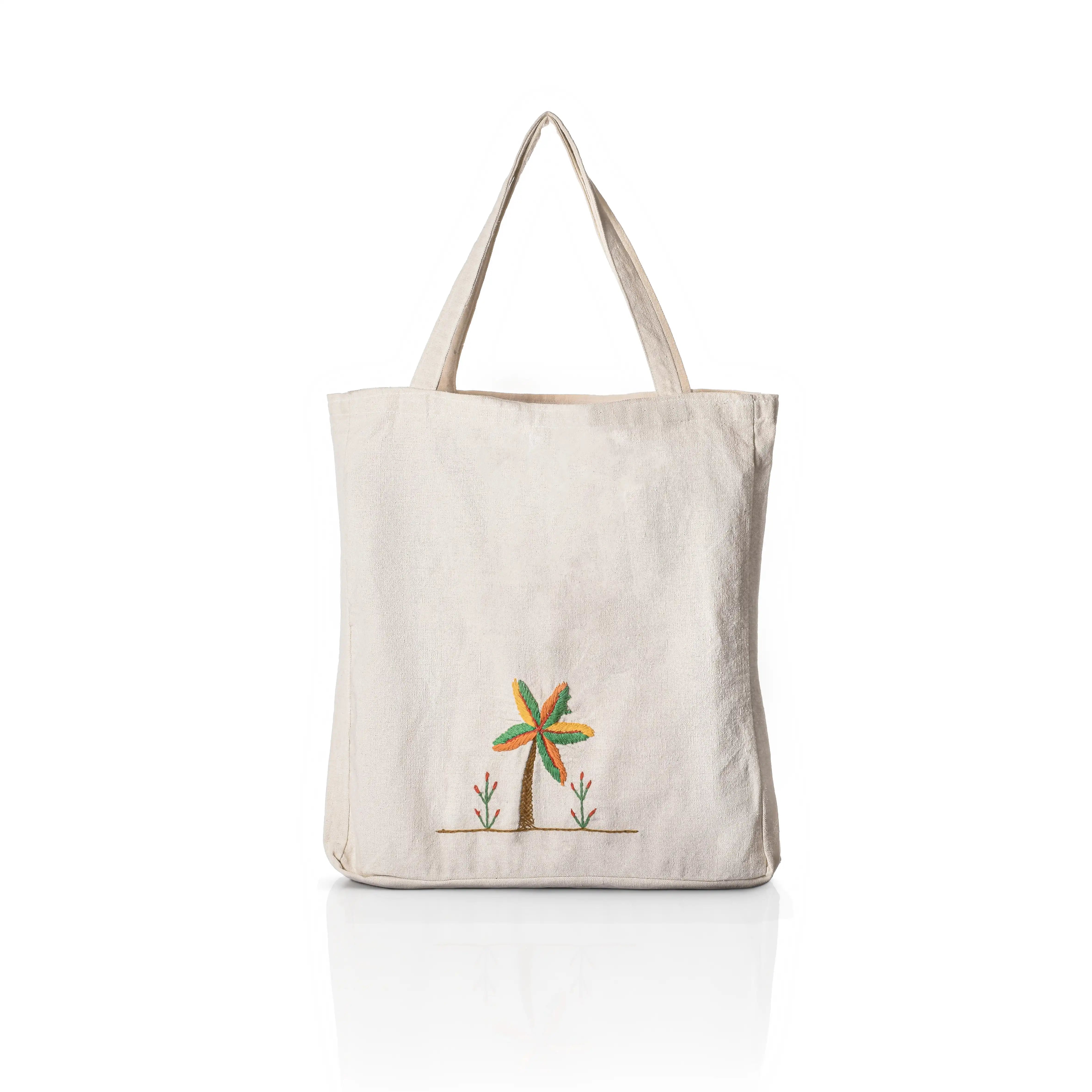 Palm Tree Embroidered Tote Bag
