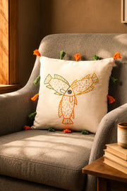 Three Fishes Embroidered Cushion Cover
