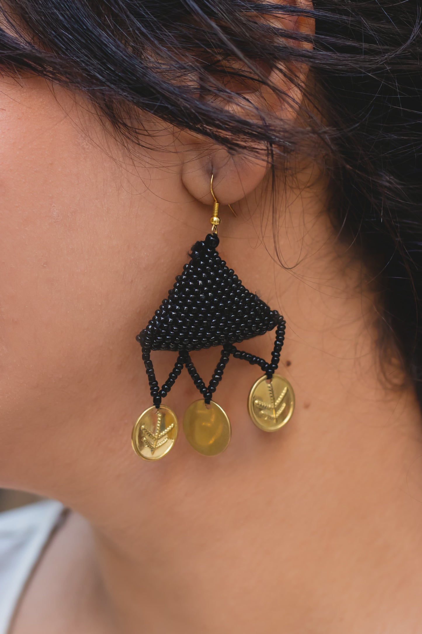 Beaded Hegab Earrings with Brass