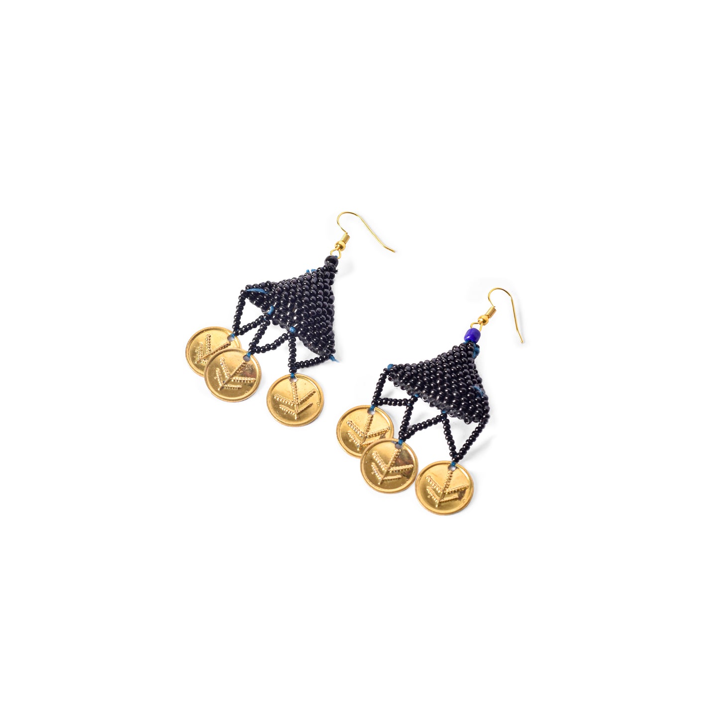 Beaded Hegab Earrings with Brass