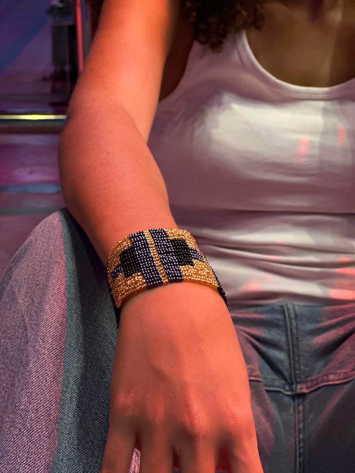 Shimmery French Loom Bead Bracelet