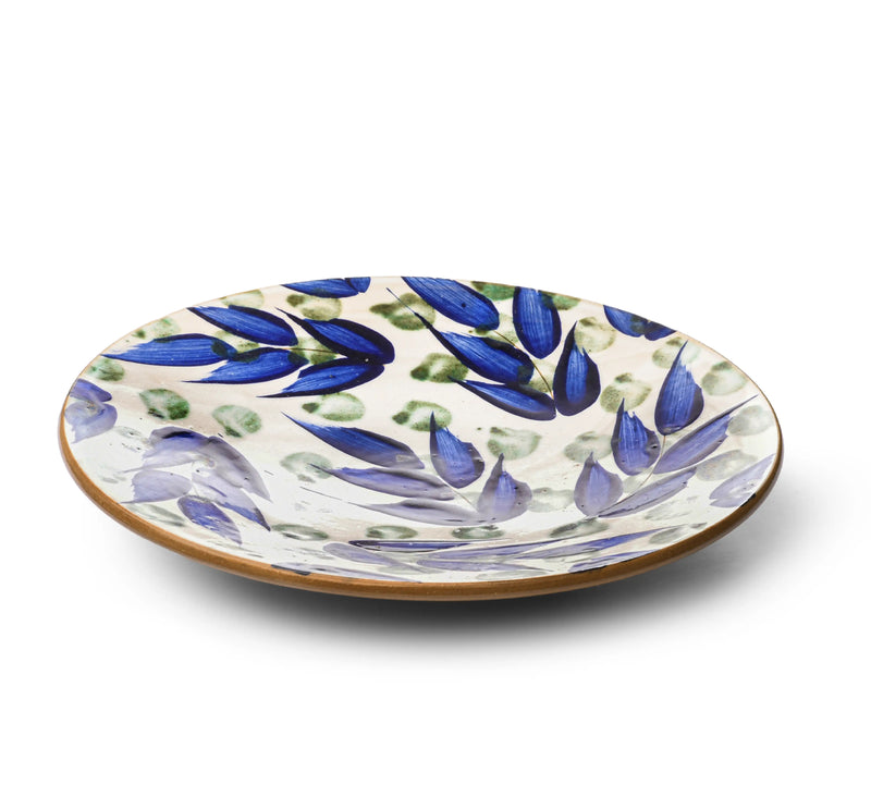 green and plue leaves Pottery plate